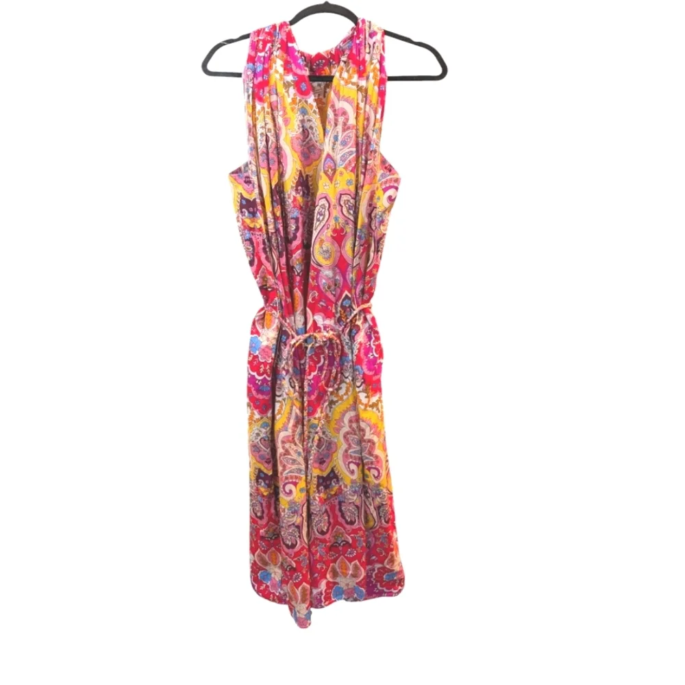 Marilyn Belted Sleeveless Cotton Midi Dress in Zanzibar... Size XL - Picture 7 of 10